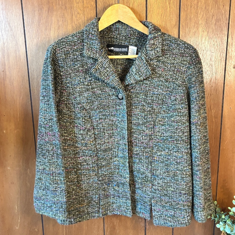 Sag Harbor Dress Women's Petite 14WP Tweed Blazer Jacket Multicolor